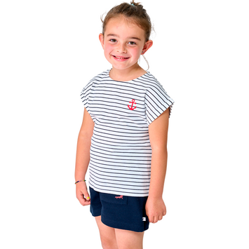 Camiseta Batela Niña Rayas y Ancla B/M