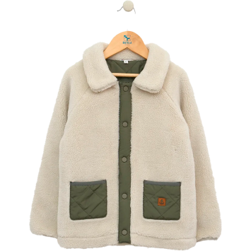 CHAQUETA BATELA JUNIOR SHERPA CON CORCHETES Y CUELLO CAMISERO MK