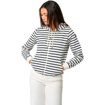 CHAQUETA BATELA MUJER ALGODON CAPUCHA RAYAS C/M