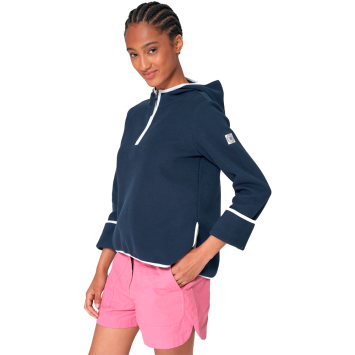 SUDADERA BATELA MUJER INTERLOCK CON CAPUCHA Y MEDIA CREMALLERA MA