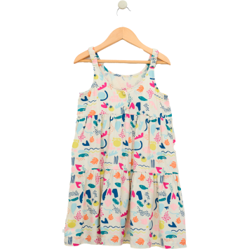 VESTIDO BATELA JUNIOR TIRANTE VISCOSA ESTAMPADO UNSEA