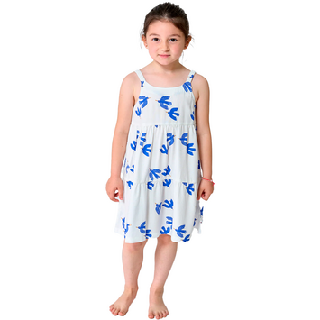 VESTIDO BATELA JUNIOR TIRANTE VISCOSA ESTAMPADO BIRD