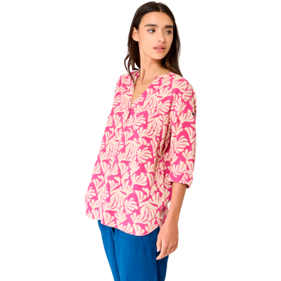 BLUSA BATELA MUJER LINO MANGA FRANCESA Y CUELLO REDONDO FUNA