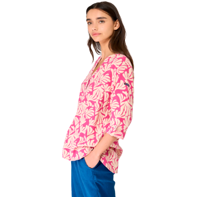 BLUSA BATELA MUJER LINO MANGA FRANCESA Y CUELLO REDONDO FUNA