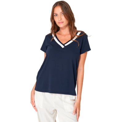 CAMISETA BATELA MUJER DE RAYAS CON CUELLO PICO MA