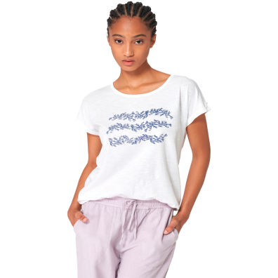 CAMISETA BATELA MUJER DE RAYAS Y ALGAS CON MANGA CAIDA BL