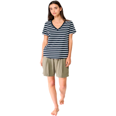 CAMISETA BATELA MUJER DOBLE RAYA Y CUELLO PICO M/B