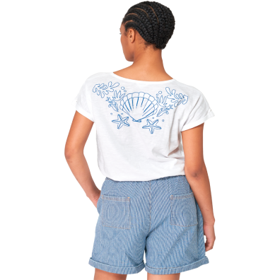 CAMISETA BATELA MUJER MANGA CAIDA Y BORDADO ESPALDA BL