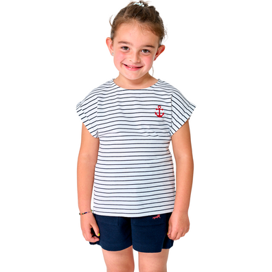 Camiseta Batela Niña Rayas y Ancla B/M