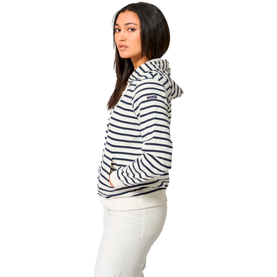 CHAQUETA BATELA MUJER ALGODON CAPUCHA RAYAS C/M