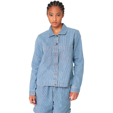 CHAQUETA BATELA MUJER DENIM A RAYAS DD