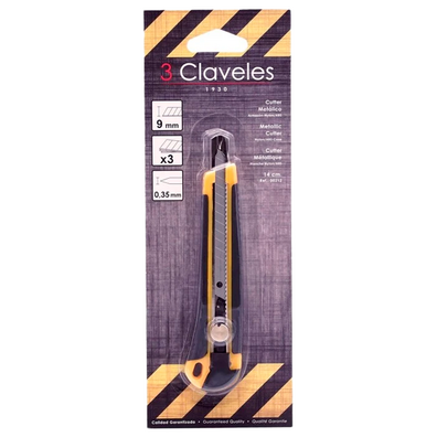 CUTTER 3 CLAVELES METALICO 3 CUCHILLAS HOJA 9 MM