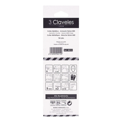 CUTTER 3 CLAVELES METALICO 3 CUCHILLAS HOJA 9 MM