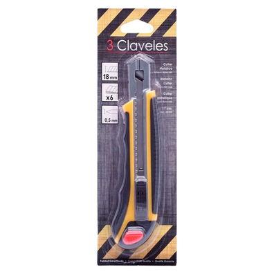 CUTTER 3 CLAVELES METALICO 6 CUCHILLAS HOJA 18 MM