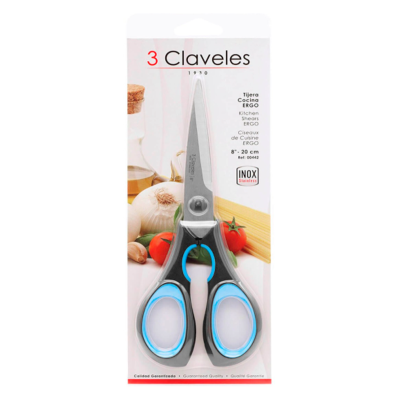 TIJERA 3 CLAVELES 8" 20 CM COCINA ERGO