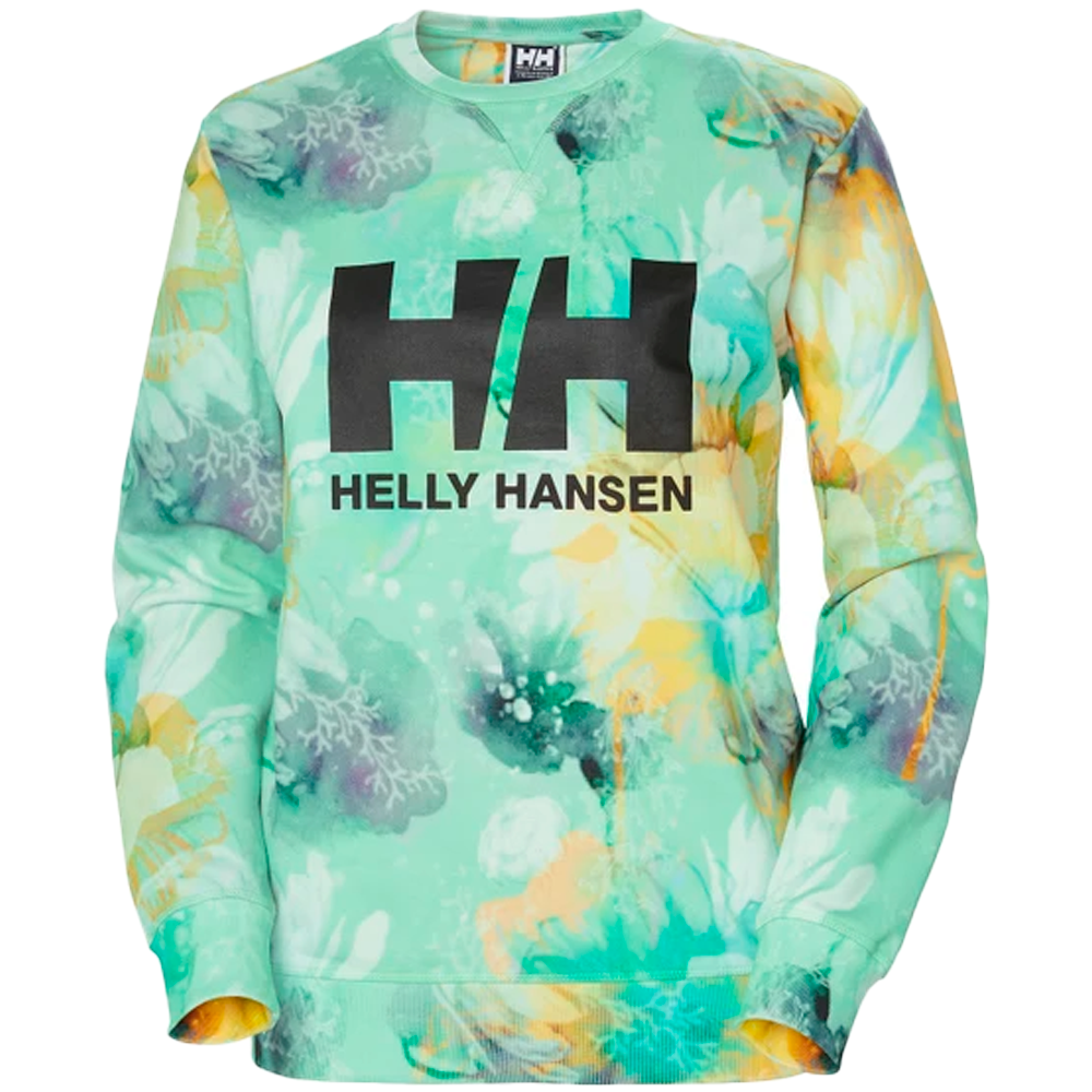 Sudadera Helly Hansen lila con logo verde lima para muj